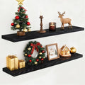 Fun Memories Black 55Inch Floating Shelves for Wall 2 Pack Shelves for Bedroom|Kitchen|Bathroom Wall Mounted Rustic Wood Floating Shelf with Invisible Brackets for Books|Storage|Decor