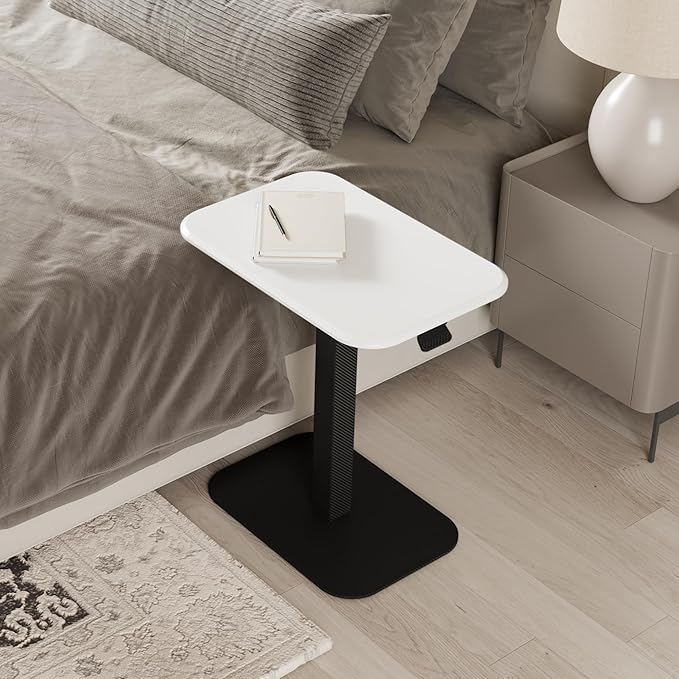 Ergohome™ ELEVANCE Table™ Height Adjustable Side Table for Couch or Bed, Laptop Table - End Table Office Coffee Accent Table - Precision Engineering for Superior Stability (Black Base Cloud Top)