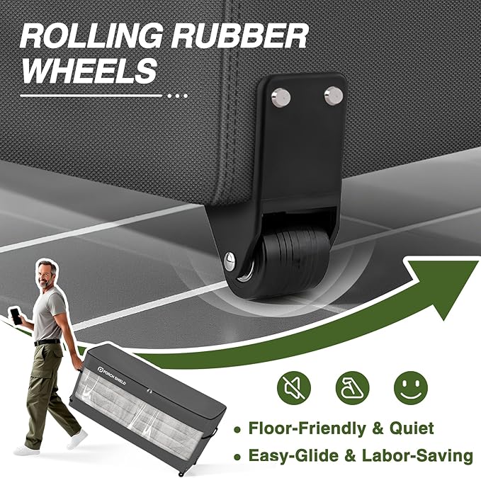 Porch Shield Rolling Cushion Storage Bag with Wheel - Heavy Duty Large Container for Furniture Pillow 9 Ft Tree Christmas 62" L x 20" W x 28" H