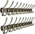 Dseap Coat Rack Wall Mount - 38” Long 10-Tri-Hooks Heavy Duty Coat Hanger Rail Wall Hooks for Hanging Coats Hats Clothing Clothes Purse Mudroom Entryway, Bronze, Pack of 2