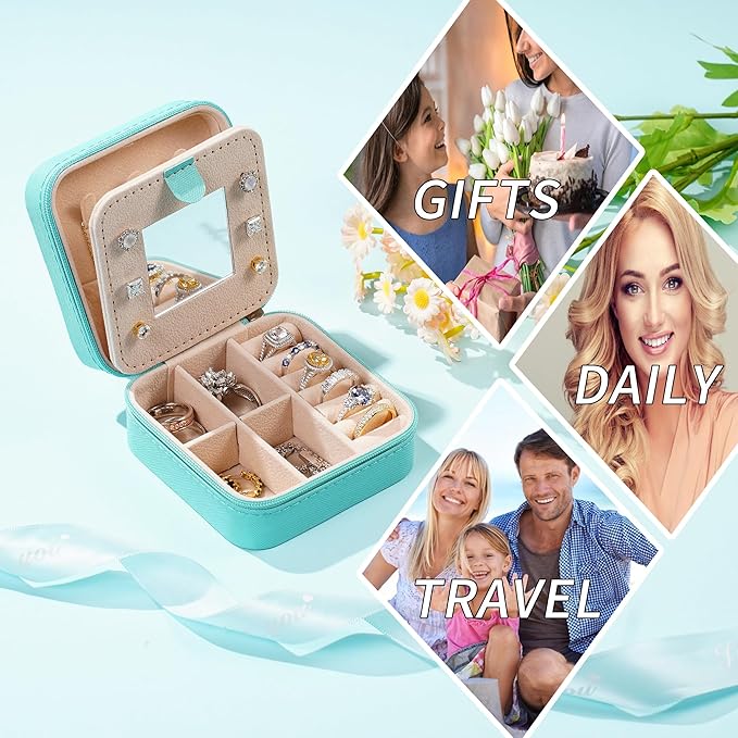 Parima House Warming Gift - Personalized Jewelry Holder Organizer for Travel | Preppy Stuff & Room Decor for Teen Girls | Travel Jewelry Case in Aqua Blue