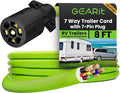GEARit 7 Way Trailer Cord (8 Feet) 7-Pin Plug Weatherproof Heavy Duty Wiring Harness Cable for for RV Trailers and Campers - 8Ft