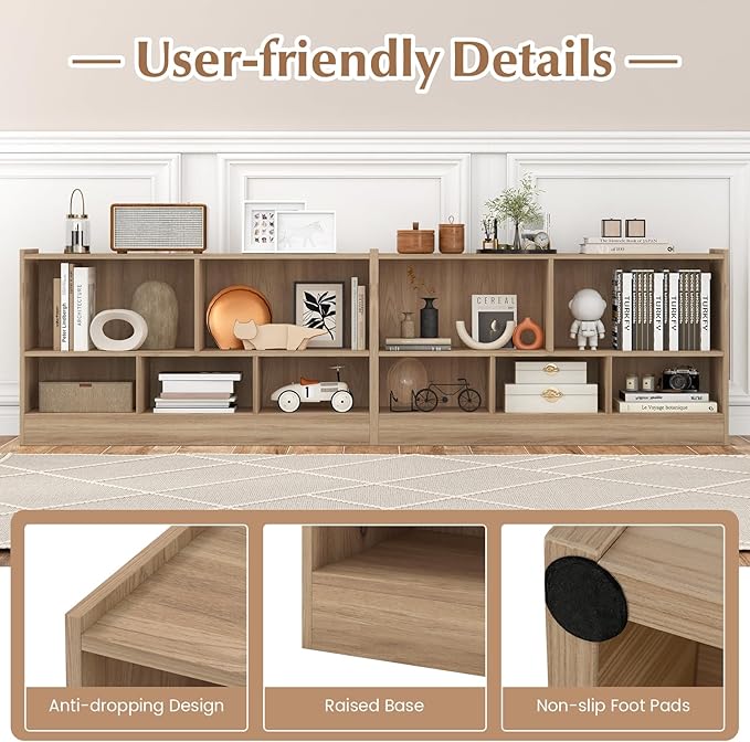 Giantex 5-Cube Bookcase, Freestanding 3-Tier Bookshelf with Spacious Top & Raised Base, Modern Display Storage Organizer, Multipurpose Book Shelf for Living Room, Bedroom, Playroom (Natural)