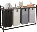 Laundry Basket Four Laundry Hamper with Removable Bags, Fabric Handles, Large Top Shelf and Laundry Bag for Bathroom, Dorm, Laundry Room