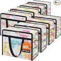 Clear Under Bed Storage Containers - 8 Pack Large Capacity Clothes Storage Bags with Lid & Sturdy Handles, Foldable Moving Bags, Clothing Organizer Totes for Bedding, Comforter, Sheet（40 L）