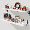 White Floating Shelves for Wall, 32"W x 8"D Wall Shelves, 8 Inch Deep Floating Shelf with Bracket, 32 Inch Floating shelves Set of 2, Rustic Shelves for Living Room, Bathroom and Kitchen, White
