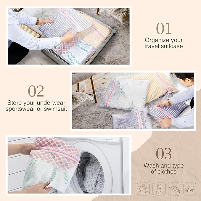 GREENSTELL Laundry Hamper with Wheels&Lid, 130L Large 3 Sections Clothes Hamper with 2 Types Removable Liner Bags, 5 Mesh Laundry Bags, Handwoven Divided Laundry Basket Gray