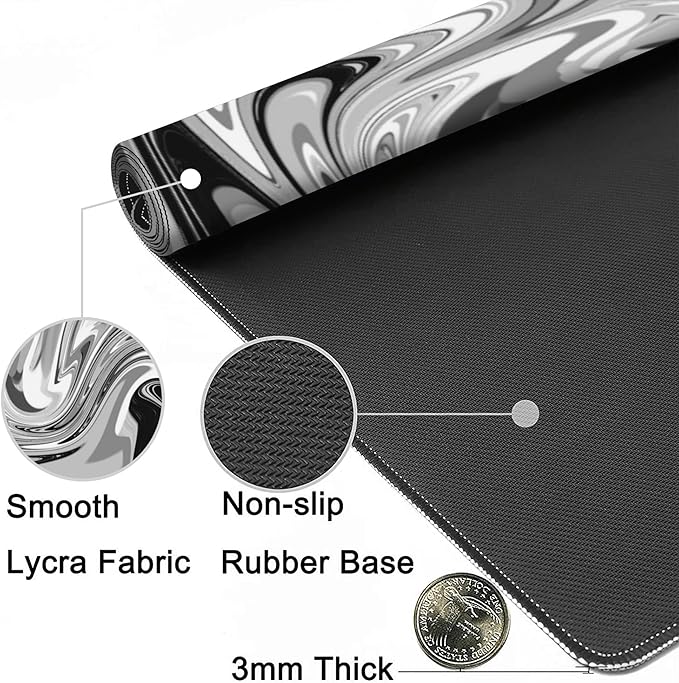 Desk Mat,Fluid Pattern Extended Gaming Mouse Pad,Large Non-Slip Rubber Base Mousepad with Stitched Edges,Waterproof Mouse Mat Desk Pad for Office Game Home 35.4x15.75 in
