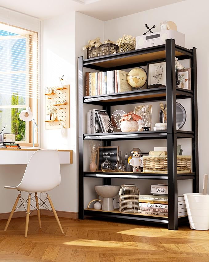 71" H Garage Shelving, 5-Tier Heavy Duty Storage Shelves, Adjustable Metal Shelving Unit, Functionality Garage Storage Shelf, for Basement, Pantry, Kitchen, Warehouse,15.7" Dx35.4 Wx71.2 H