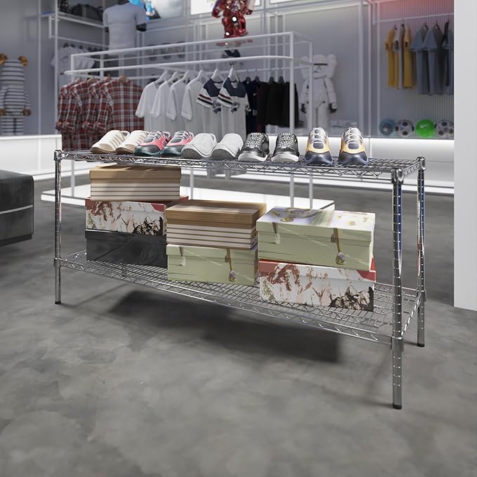 18" Deep x 60" Wide x 27" Height Wire Shelving Kit | 2-Tier | NSF Commercial Storage Rack Unit