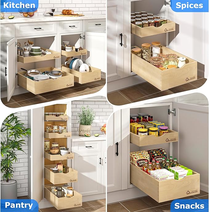 WelFurGeer Soft Close Pull Out Drawers for Cabinets, 29" W x 21" D Pull Out Cabinet Drawer with Heavy Duty Slides, Pull Out Cabinet Organizer, Cabinet Drawers Slide Out, Pull-Out Home Organizers