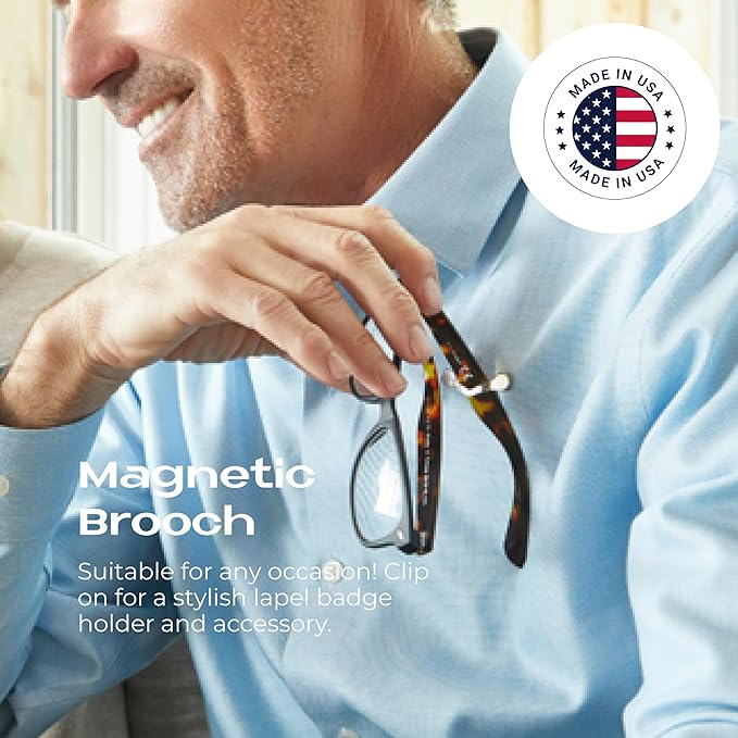 Readerest Magnetic Glasses Holder (3 Pack), Magnet Clip for Readers, Sunglasses & Work Badges for Men & Women, USA Made