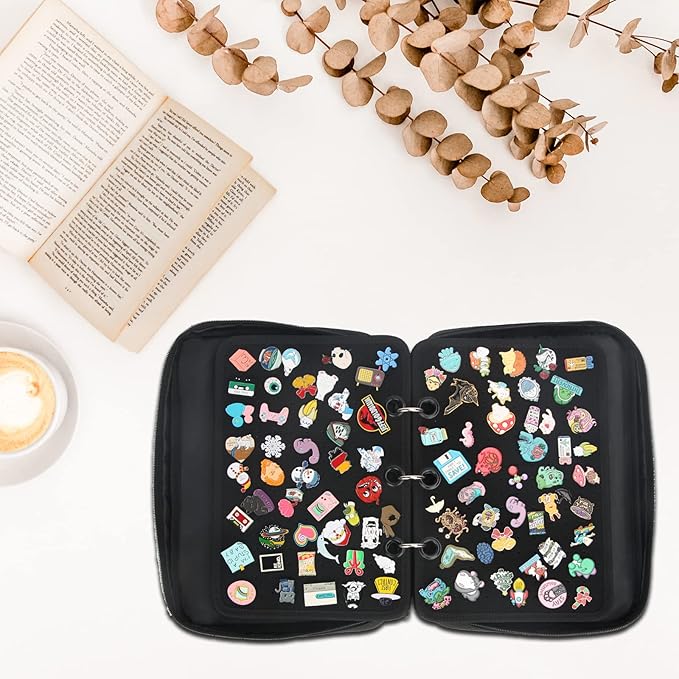 Enamel Pin Display Pages Pin Carrying Case, Pins Collection Storage Organizer Case, Travel Brooch Pin Display Bag (Pins Not Included)