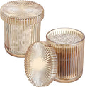 2 Pack Glass Qtip Holder with Lid, Qtip Dispenser Bathroom Storage Jars- Glass Apothecary Jars for Cotton Ball, Swab, Pads, Floss Picks, Bathroom Accessories Organization and Vanity Organizer (Amber)