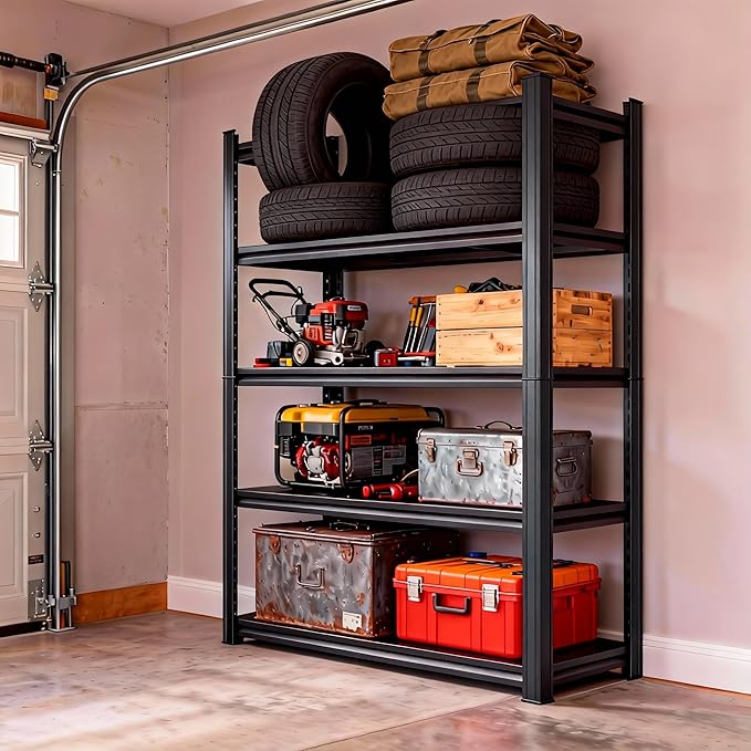 Garage Storage Shelves,5 tier shelving unit, 40 inch Wide, 18” Deep, 78” Tall Organizer Metal Shelf for Basement/Living Room/Bedroom/Laundry/Pantry/Kitchen, Heavy Duty, Adjustable,Easy to install
