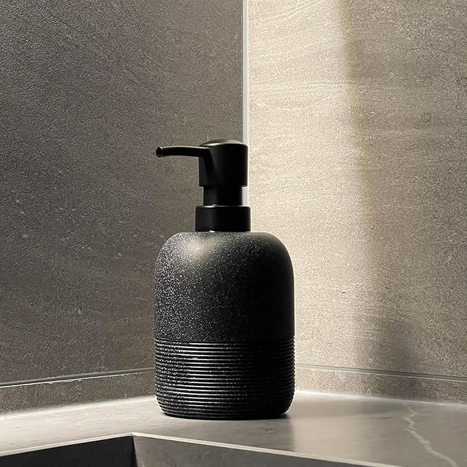 Matte Black Soap Dispenser Sets with Pump,Hand Soap and Lotion Dispenser for Bathroom Countertop,Morden Soap Dispenser for Kitchen-10.6oz.