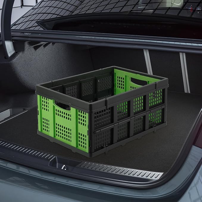 55L Collapsible Crates for Storage,Stackable & Collapsible Milk Crates, Stackable Storage Baskets, Folding Storage Containers for Organizing Tools, Books, Food, Drinks, Camping & Transport