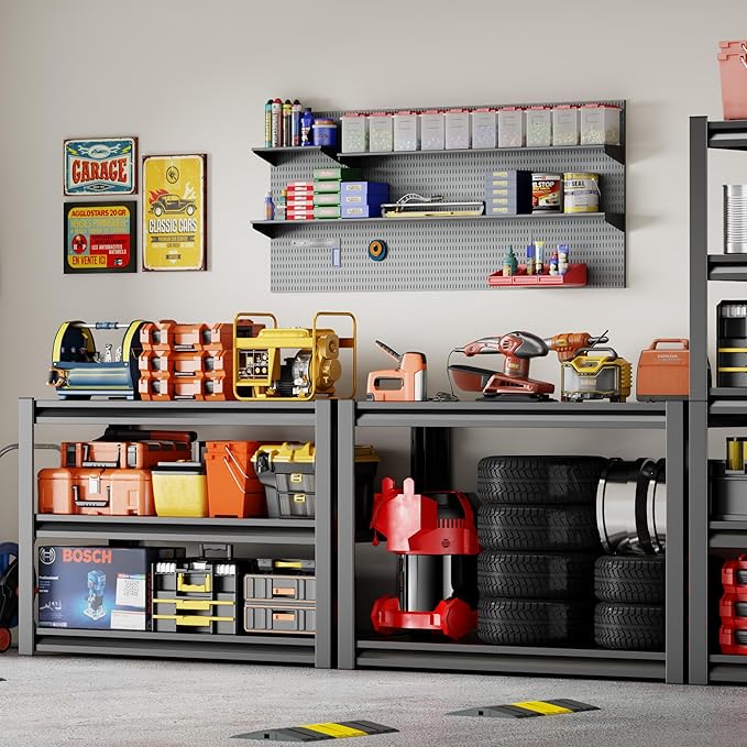48" W Garage Shelving 2500LBS Heavy Duty Storage Shelves 5 Tier Adjustable Shelving Unit Metal Storage Rack for Garage Basement Warehouse Supermarket 23.6" D x 47.2" W x 72" H