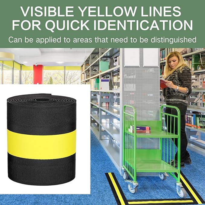 WILLBOND Carpet Cord Cover Cable Protector Floor Cover Cable Protector Management Only for Commercial Office Carpet(9.84 ft,Black and Yellow)