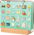 PACMAXI Pin Display Organizers, Brooch Pin Holder, Enamel Pin Display Pages for Store 180+ Pins, Pin Collection Storage Calendar Wooden Stand with 6 Pages (Not Include Any Accessories)（Green）