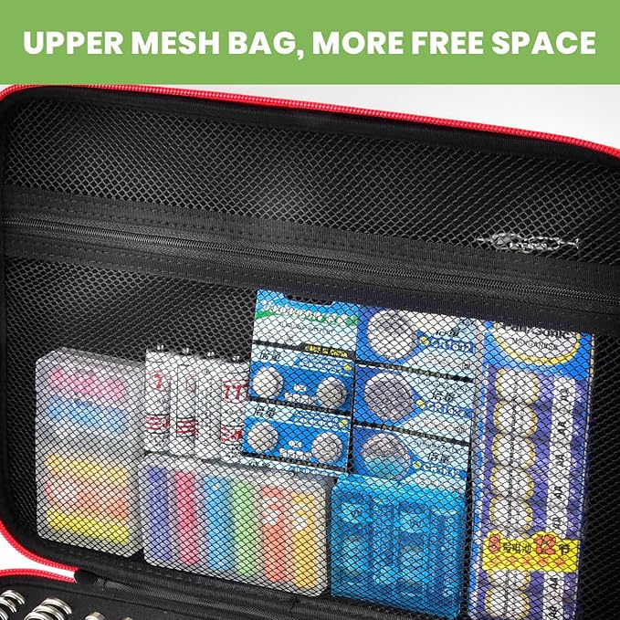 ALKOO Battery Organizer Storage Holder Case Box with Tester Checker BT-168. Holds 136+ Batteries AA AAA C D Cell 9V 3V Lithium (Red)
