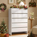 AMERLIFE 5 Drawer Dresser for Bedroom, 48" Tall Modern Chest of Storage Drawers with Rounded Corners, Anti-Tip Kit, Wood Cabinet Organizer for Closet, Apartment, Nursery, Easy Assembly, White
