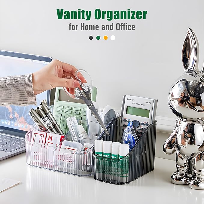 Green Makeup Organizer, Makeup Brush Holder 8 Cups for Vanity, Bathroom Countertop Cups, Dresser Organizer for Cosmetic Display, Skincare Cups, Perfume Stand, Toiletry