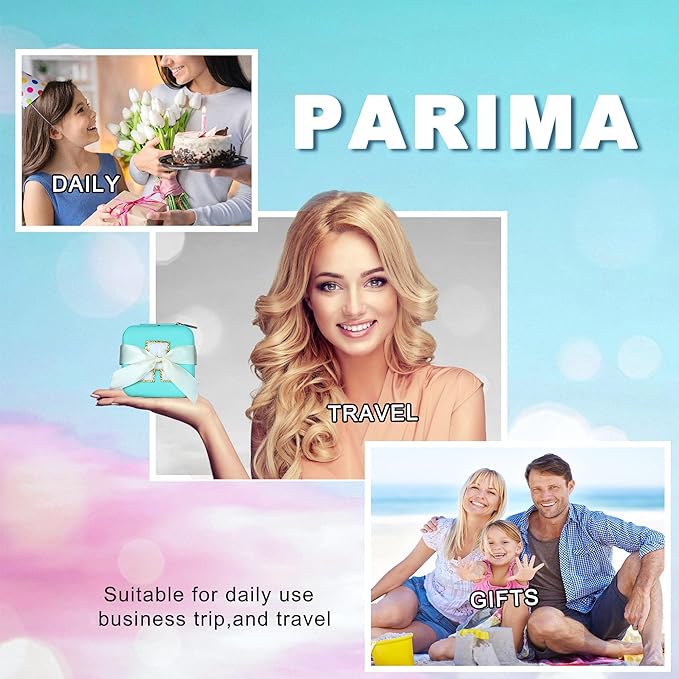 Parima Travel Jewelry Case for Women Girls, H Initial Jewelry Boxes | Small Jewelry Box Organizer | Jewelry Box for Women | Travel Gifts for Girls - Letter V, Blue