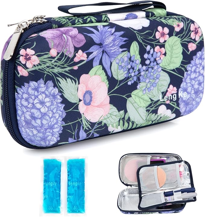 YOUSHARES Insulin Cooler Travel Case - Diabetic Insulated Organizer Portable Cooling Bag for Medication Cooling Insulation, Insulin Pen Case with 2 TSA Approved Cooler Ice Pack