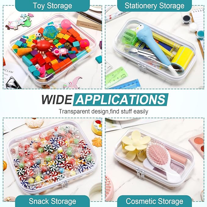 Sanwuta 6 Pcs Clear Hard Zipper Case Hard Plastic Zipper Pouches Transparent Makeup Bag Pencil Pouches for Travel Snacks Christmas Trinket Storage Organizer Box(Clear,Three Sizes)