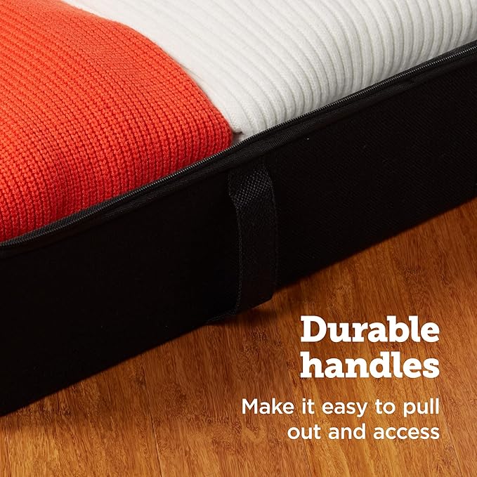 storageLAB Under Bed Storage Containers, Closet Organizers and Storage Bins, 2 Pack Underbed Clothes Storage Organizer with Sturdy Handles for use Under the Bed, End of Bed, Bed Accessories, Comforter