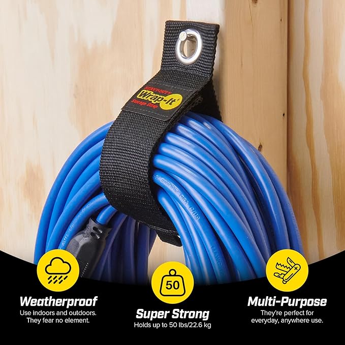 Heavy-Duty Wrap-It Storage Straps, 17-inch (6 Pack) - Extension Cord Organizer, Storage, Cord Straps, Cable Straps for Hoses, Rope, RV, Workshop, Boat, Tools, and Garage Wall Storage and Organization