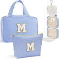 YOOLIFE 13 14 15 16 17 18 19 Year Old Girls Birthday Gifts - Hanging Toiletry Bag, Personalized Gifts for Women Teen Girls Daughter Sister Friends - Letter M, Blue