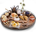 Farmhouse Oak 24" Lazy Susan Turntable Organizer for Cabinet, Round Wooden Lazy Susan Organization and Storage for Dining Table, Pantry, Kitchen, Countertop, Cupboard,Home Decor, Walnut