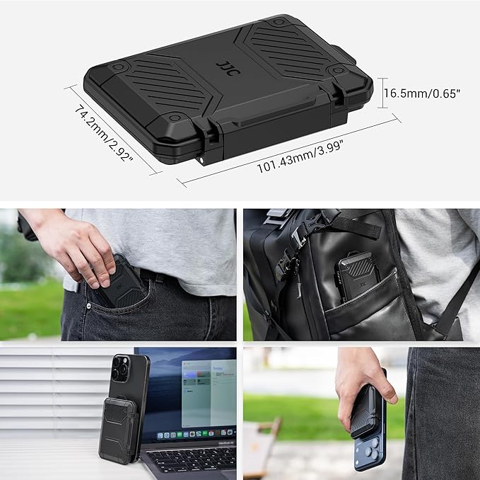 JJC Slim Memory Card Case for 8 SD 12 TF and 2 Nano SIM Cards, IP67 Waterproof Anti-Shock Anti-Dust, Compact Size & Portable SD SDHC SDXC TF Micro SD Card Holder Organizer Storage Box with Carabiner