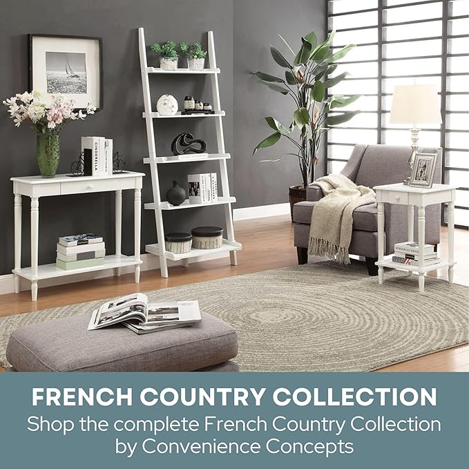 Convenience Concepts French Country Bookshelf Ladder, Dark Walnut / Black