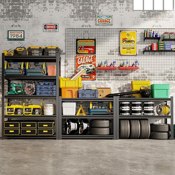 72''H Garage Shelving Heavy Duty,3000LBS Storage Shelves,5-Tier Adjustable Metal Shelve Storage Shelf Rack, Industrial Shelving Unit for Garage, arehouse,Basement (59" W x 19.7" D x 72" H) 3PC
