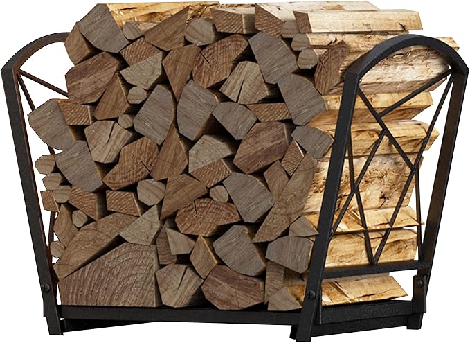 Fire Beauty Firewood Log Rack, Iron Wood Lumber Storage Holder for Fireplace, Heavy Duty Log Storage Bin for Firepit Stove Accessories