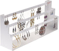 Angelynn's Freestanding or Wall Mounted Earring Holder Organizer Display for Small and Medium Post Stud Dangle Pierced Earrings, Hanging Closet Jewelry Storage Rack, Daelyn White 6" x14 1/2"