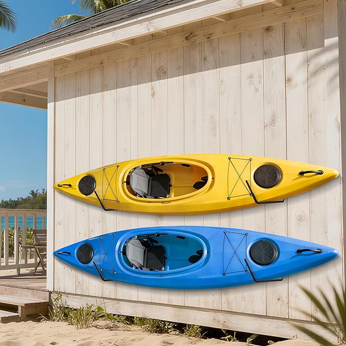 RedCall Kayak Storage Rack,Heavy Duty Kayak Wall Mount Hooks for Garage Utility Storage Hangers, 100LB Garage Hooks for Canoes, Snowboard, Surfboard, Skiis, Paddle Boards, Ladders, Bikes