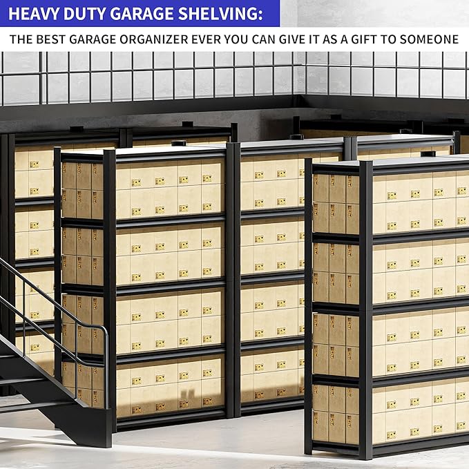 Heavy Duty Garage Shelving Unit, 72" H 2000 LBS Metal Storage Shelves, 5 Tier Adjustable Shelving Units for Organization, Heavy Duty Garage Storage Rack (72''H x 36''W x 16''D)
