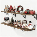Fun Memories 55 Inch Floating Shelves, Long Floating Shelves Wall-Mounted, 12 Inch Deep Bookshelf with Bracket, 55" W x 12" D Shelves for Wall Display & Storage, Rustic Brown, Set of 2