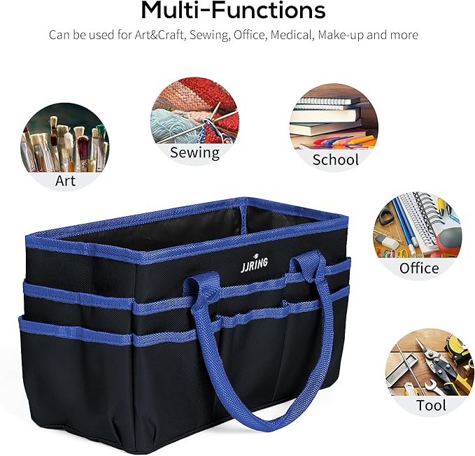 Jjring Fundamental Organizer 600D Nylon Artist Tote Bag, Blue Edge