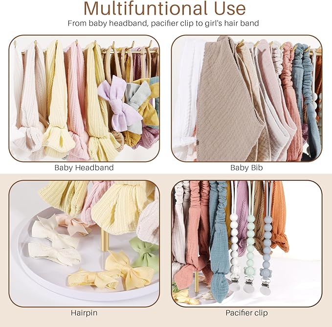 POVETIRE Baby Headband Holder Hair Bow Organizer for Girls,Metal Hair Ties Display Hairband Storage Head Wrap Stand Hair Accessories Organizer for Newborn Infant Toddler Kids