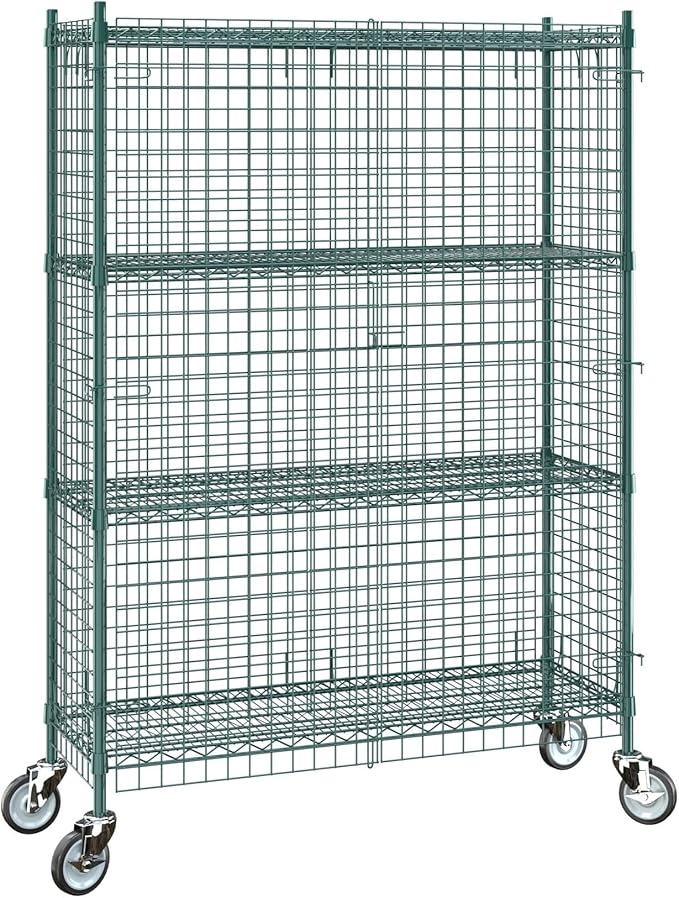18"x48"x70" Metal Wire Green Security Heavy Duty Commercial NSF Certified Storage Unit | Mobile Wire Security Cage Kit