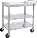 Seville Classics UltraDurable NSF Commercial Heavy Duty Metal Rolling Utility Cart, Handle Bar for Restaurant, Garage, Warehouse, Kitchen, Office, Deep Top Basket (34.8"W x 18.25"D)