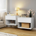 Floating Nightstand Set of 2,Modern Bedside Tables with for Bedroom,Small Night Stands with Drawer and Open Shelf, Wall Mounted End SideTables Set for Living Room
