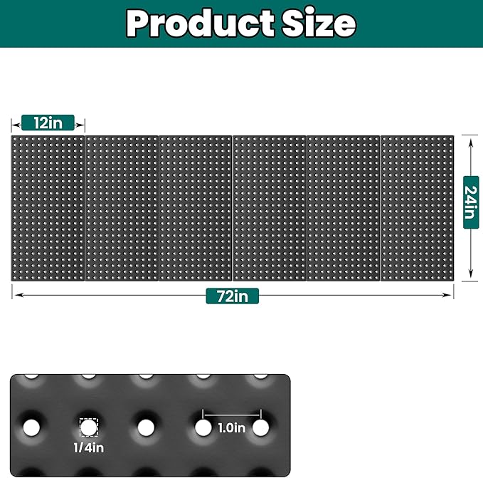 EVERHANGER Metal Pegboard Panels 24" x 12", Heavy Duty Steel Peg Boards for Garage, Pegboard Wall Organizer for Tool Storage and Organization, Black, 6 Pack