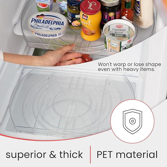 Lazy Susan for Refrigerator - 360° Turntable Refrigerator Organizer and Storage Tray for Fridge, Cabinet & Pantry - Large, Premium Rectangle Lazy Susan (16.5"x11.5"x1.5")