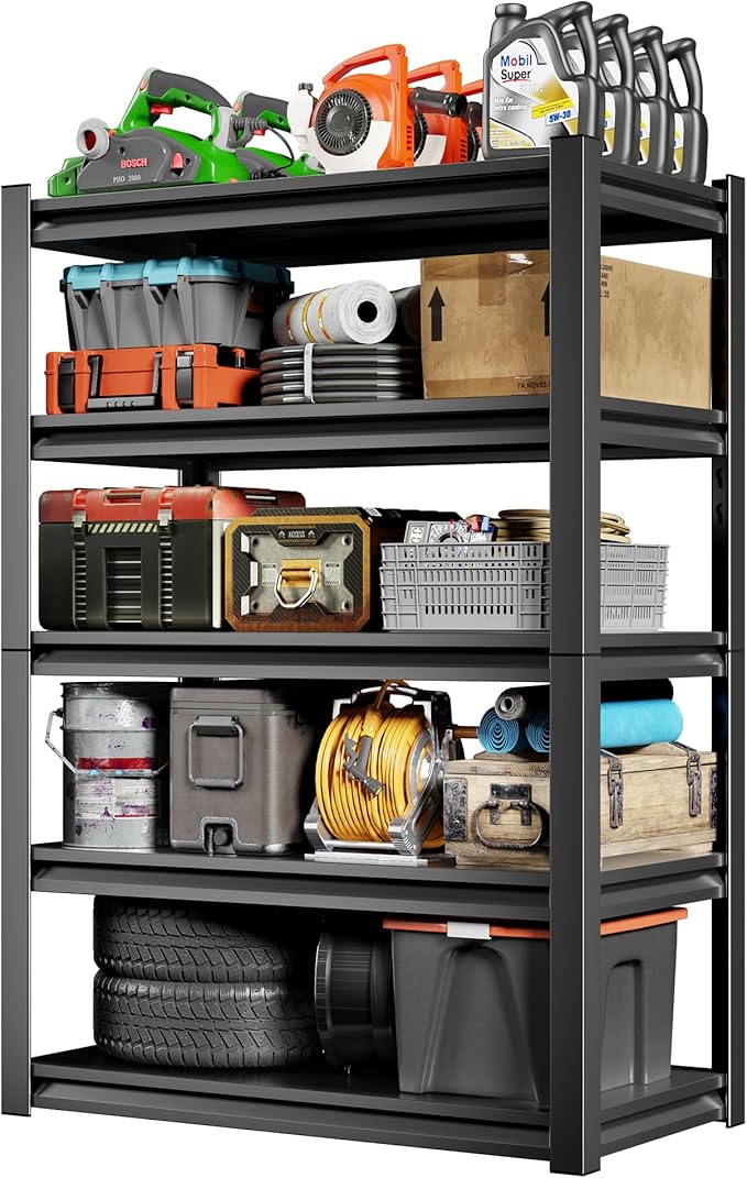32" W Storage Shelves 2500LBS Garage Shelving Heavy Duty 5 Tier Adjustable Shelving Unit Metal Storage Rack for Basement, Pantry, Kitchen, Warehouse 15.8" D x 31.5" W x 63" H